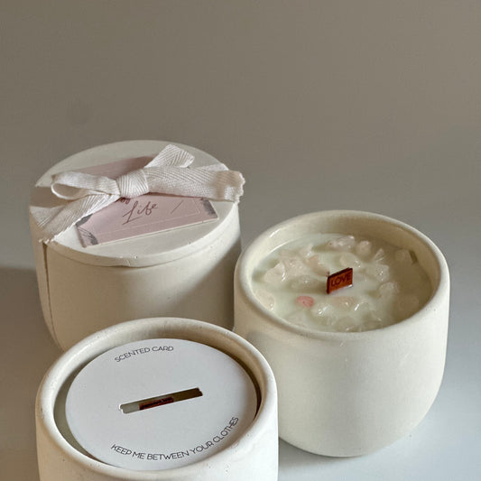 LOVE - COTTON FLOWER- Rose Quartz scented candle