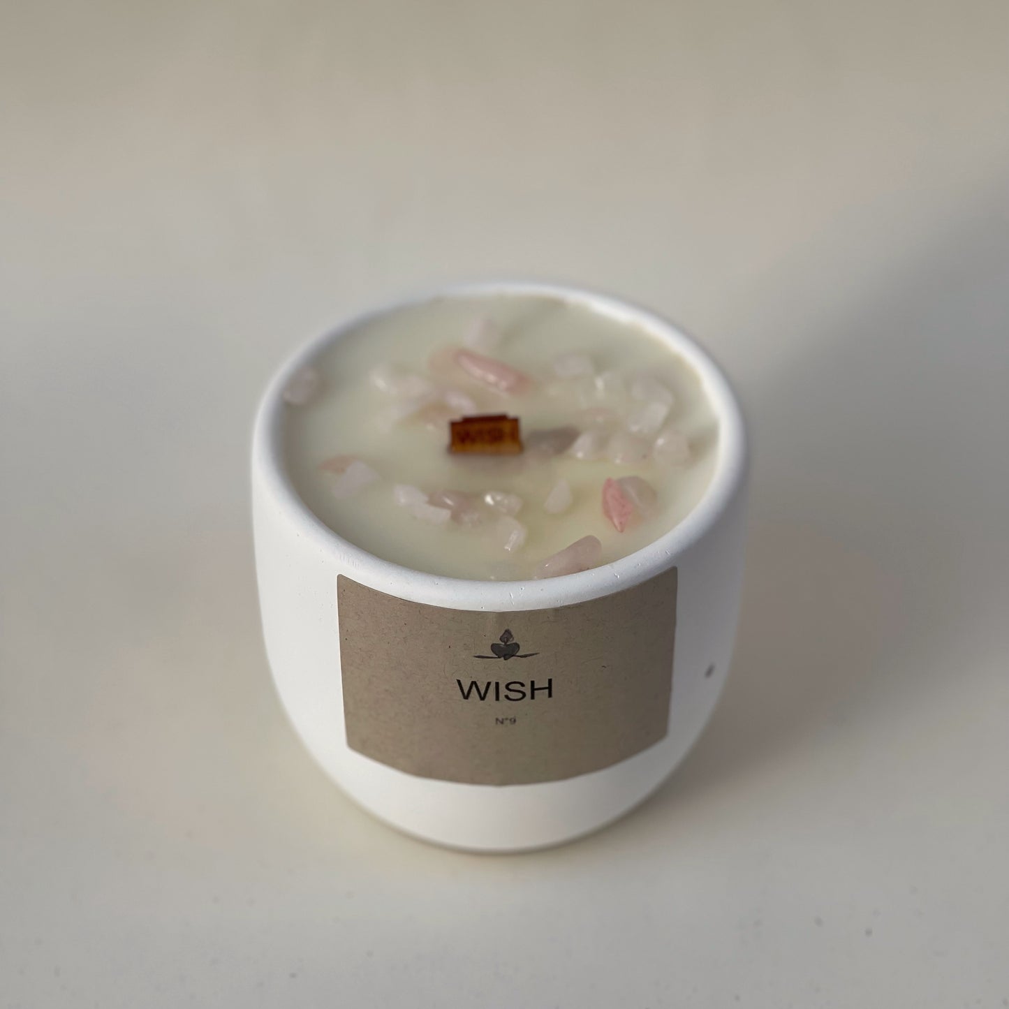 WISH - CASHMERE + VANILLA - Rose Quartz scented candle